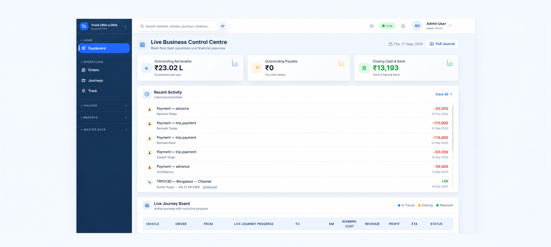 SBL Logistics Dashboard