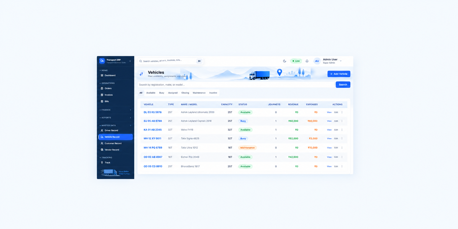 SBL Logistics Vehicle Management